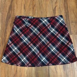 Altar'd State Red and Black Plaid A-Line Skirt